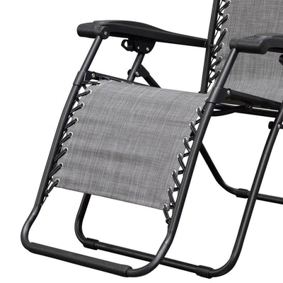 Caravan Canopy Infinity Zero Gravity Steel Patio Chair, Grey (Pair) (Open Box)