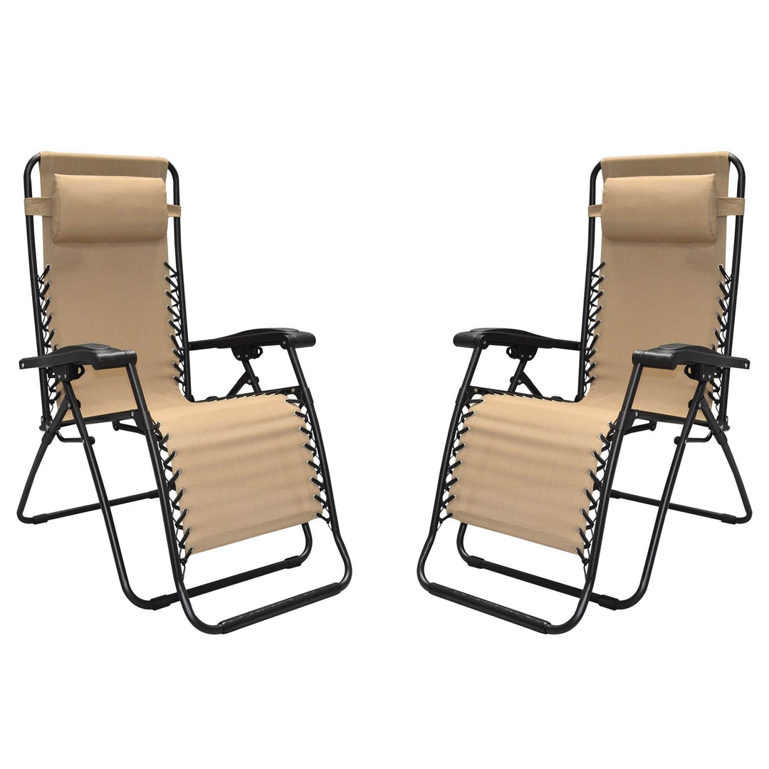 Caravan Canopy Zero Gravity Steel Frame Patio Chair, Beige (Pair) (Open Box)