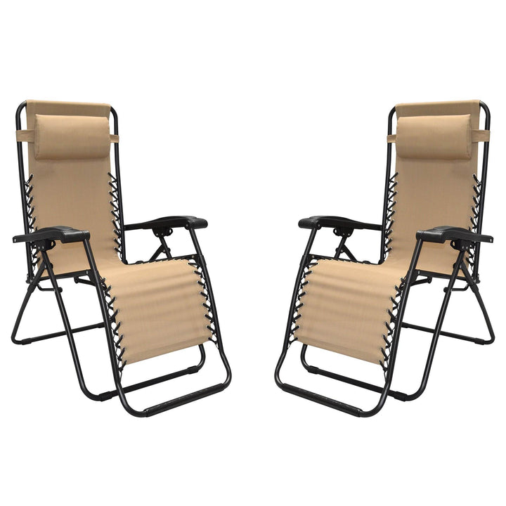 Caravan Canopy Zero Gravity Steel Frame Patio Chair, Beige (Pair) (Open Box)
