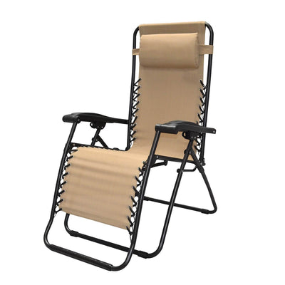 Caravan Canopy Zero Gravity Steel Frame Patio Chair, Beige (Pair) (Open Box) - VMInnovations
