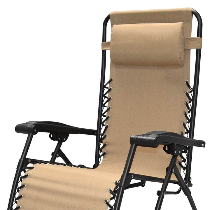 Caravan Canopy Infinity Zero Gravity Steel Frame Patio Deck Chair, Beige (Pair)