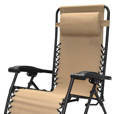 Caravan Canopy Zero Gravity Steel Frame Patio Chair, Beige (Pair) (Open Box) - VMInnovations