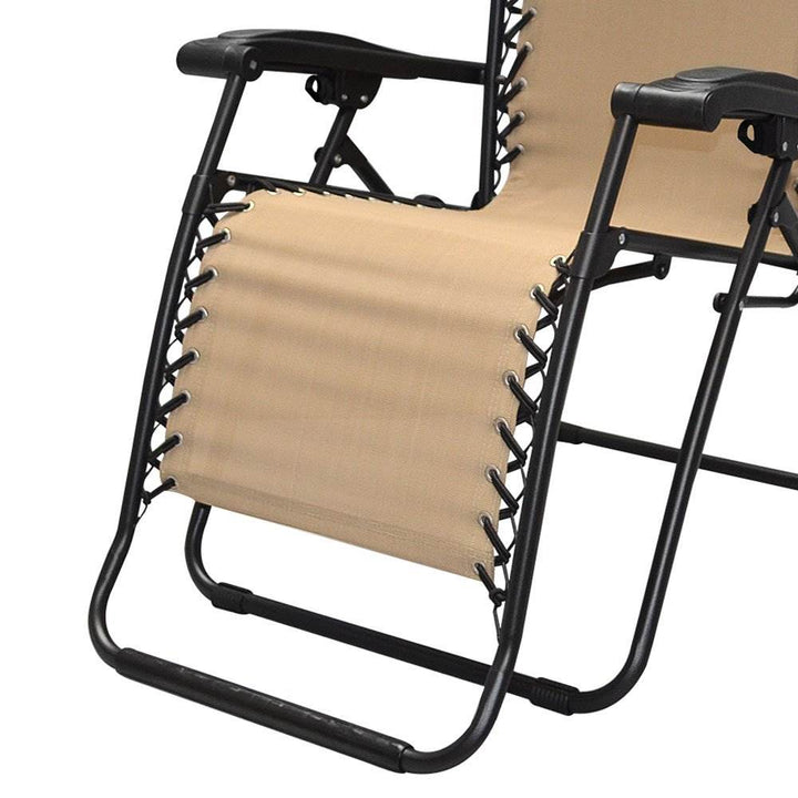 Caravan Canopy Infinity Zero Gravity Steel Frame Patio Deck Chair, Beige (Pair)