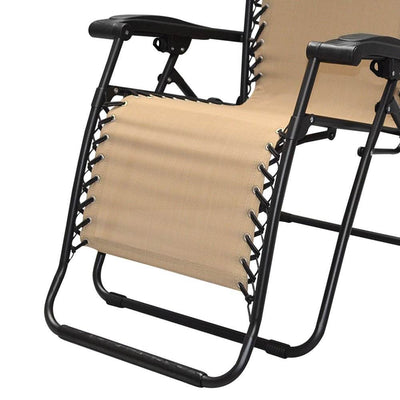 Caravan Canopy Infinity Zero Gravity Steel Frame Patio Deck Chair, Beige (Pair)