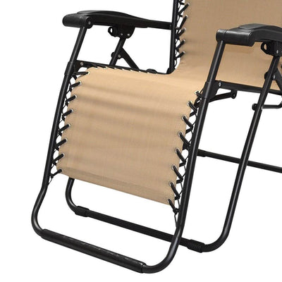 Caravan Canopy Zero Gravity Steel Frame Patio Chair, Beige (Pair) (Open Box) - VMInnovations