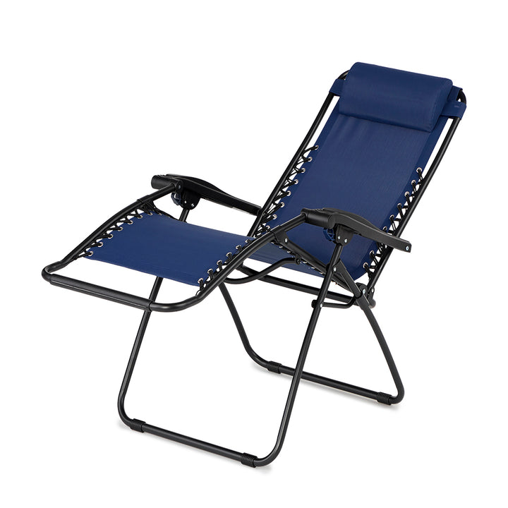 Caravan Canopy Infinity Zero Gravity Steel Frame Patio Deck Chair, Blue (2 Pack)