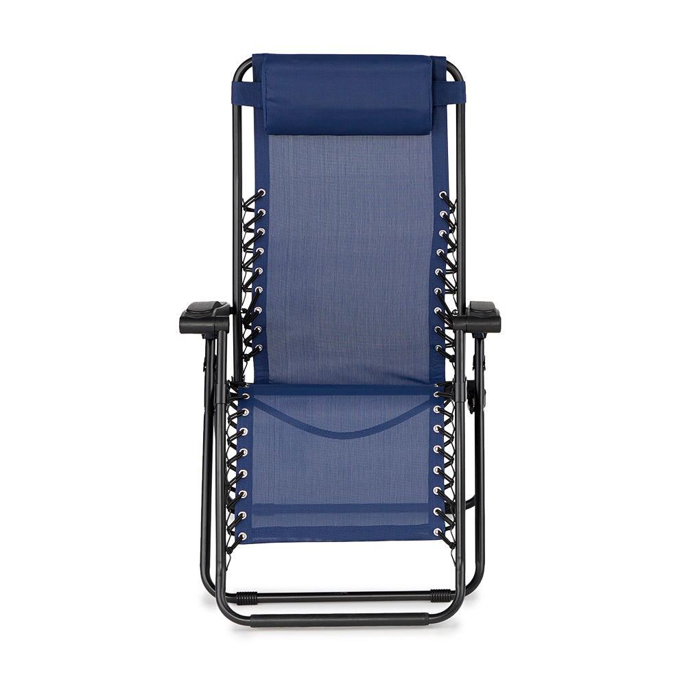 Caravan Canopy Infinity Zero Gravity Steel Frame Patio Deck Chair, Blue (2 Pack)