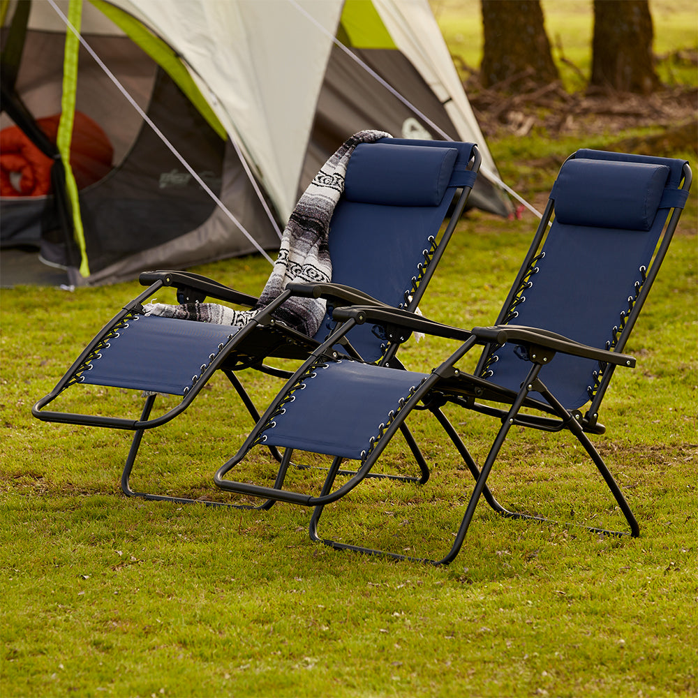Caravan Canopy Infinity Zero Gravity Steel Frame Patio Chair, Blue (Pair) (Used) - VMInnovations