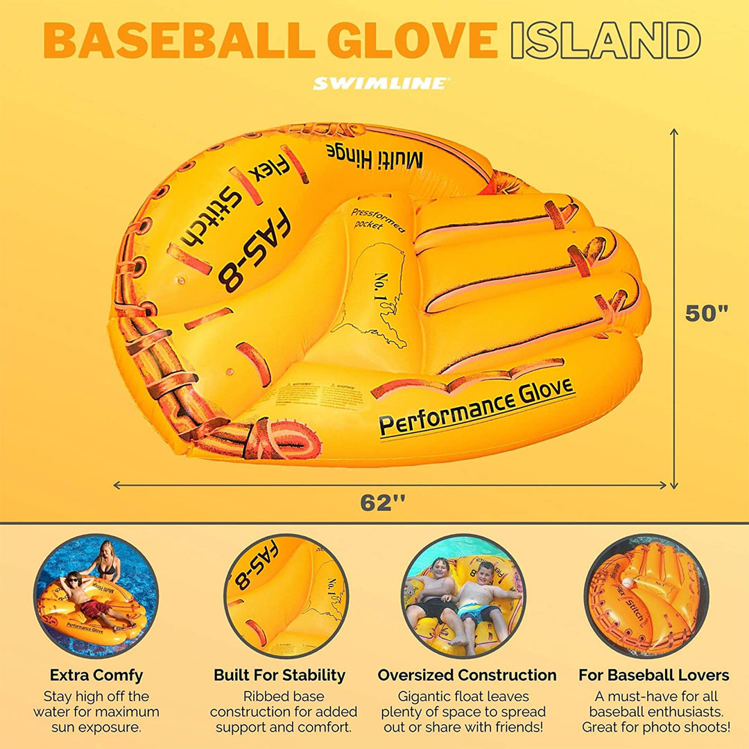 Swimline Giant Inflatable 62 Inch Baseball Glove Swimming Pool Float (Open Box)