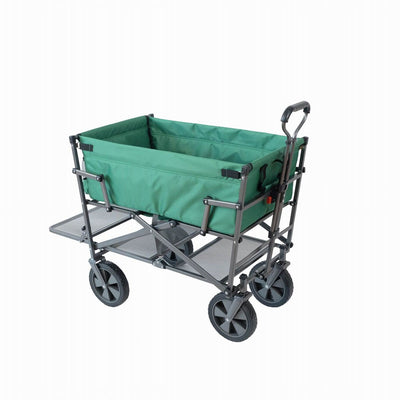 Mac Sports Steel Double Decker Collapsible Yard Cart Wagon, Green (Used)