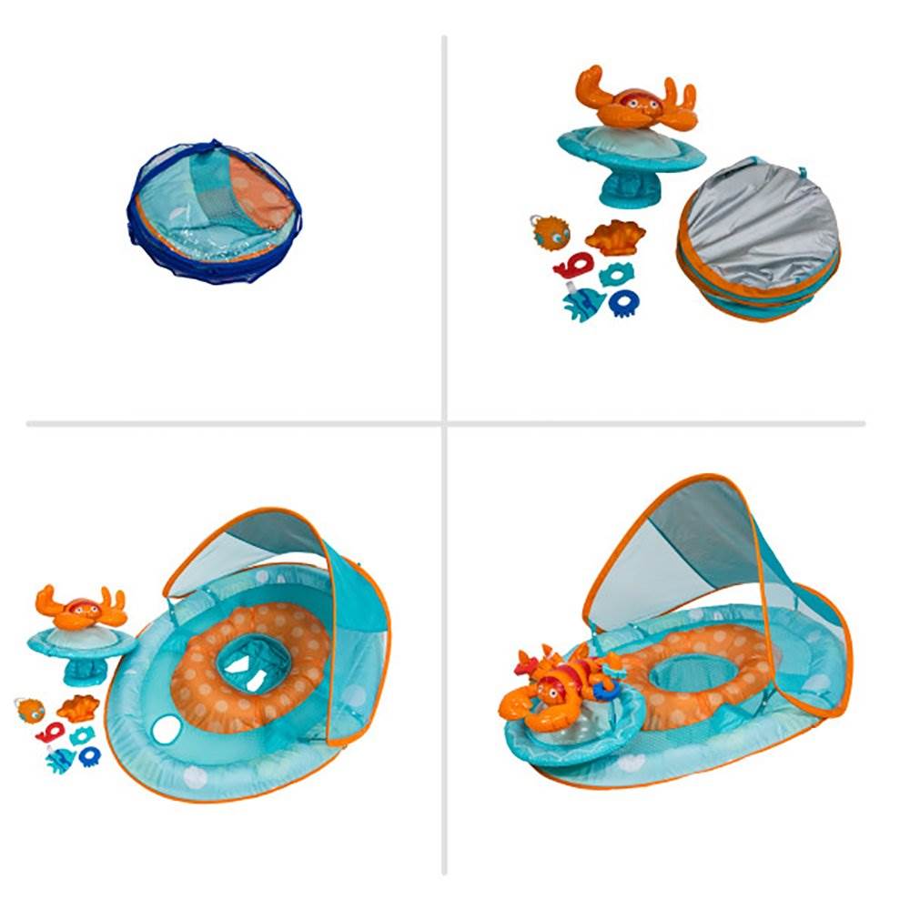 SwimWays Inflatable Baby Spring Pool Float Activity Center with Canopy, Lobster - VMInnovations