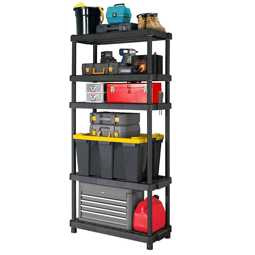 Gracious Living 5 Shelf Adjustable Ventilated Heavy Duty Shelving Unit, Black - VMInnovations