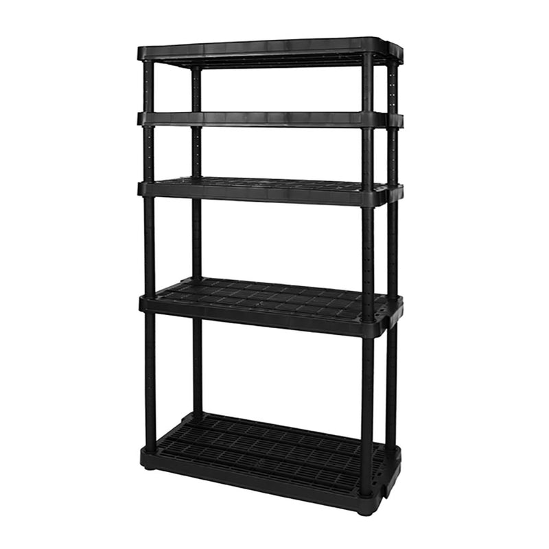 Gracious Living 5 Shelf Adjustable Ventilated Heavy Duty Shelving Unit, Black