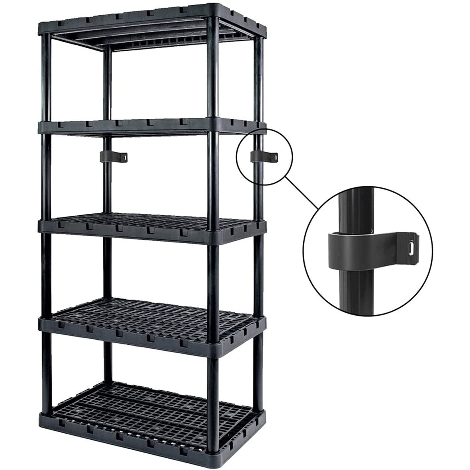 Gracious Living 5 Shelf Knect-A-Shelf Ventilated Heavy Duty Storage, Black(Used) - VMInnovations