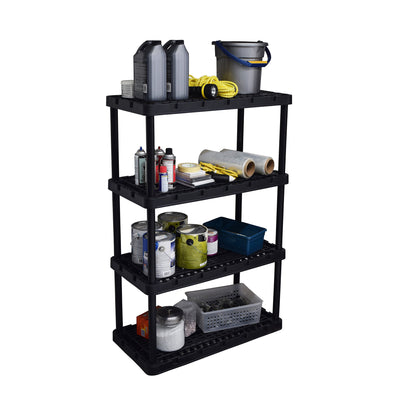 Gracious Living 4 Shelf Knect-A-Shelf Heavy Duty Storage, Black (For Parts)