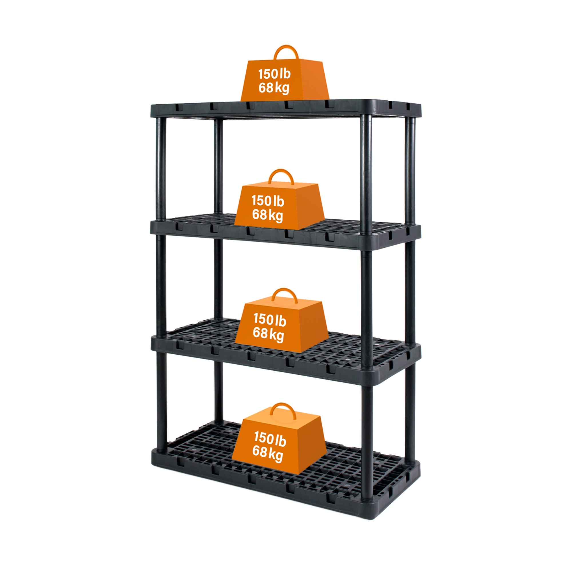 Gracious Living 4 Shelf Knect-A-Shelf Heavy Duty Storage, Black (For Parts) - VMInnovations