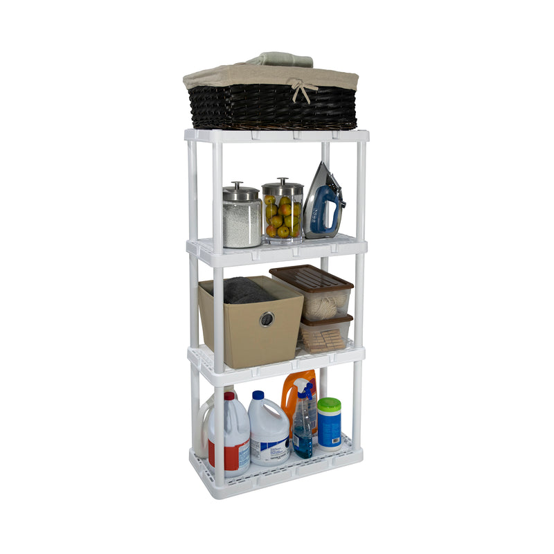 Gracious Living Resin 4 Shelf Storage Unit System for Garage, White (Open Box)