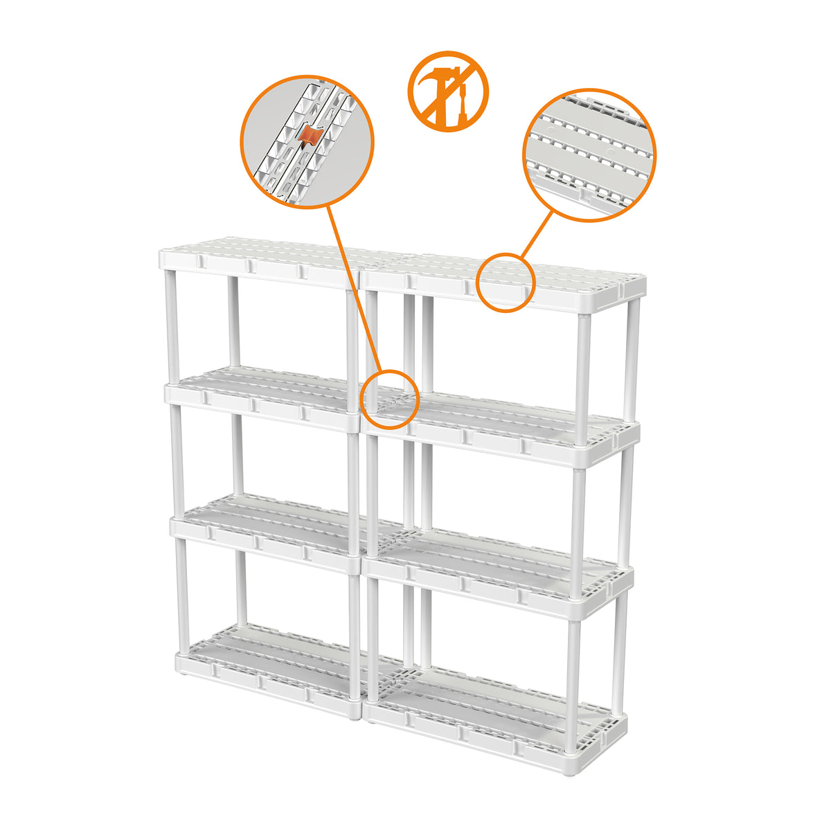Gracious Living Resin 4 Shelf Storage Unit System for Garage, White (Open Box) - VMInnovations