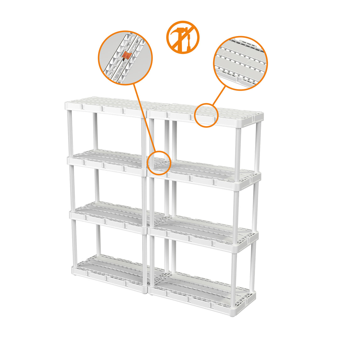 Gracious Living Resin 4 Shelf Storage Unit System for Garage, White (Open Box) - VMInnovations