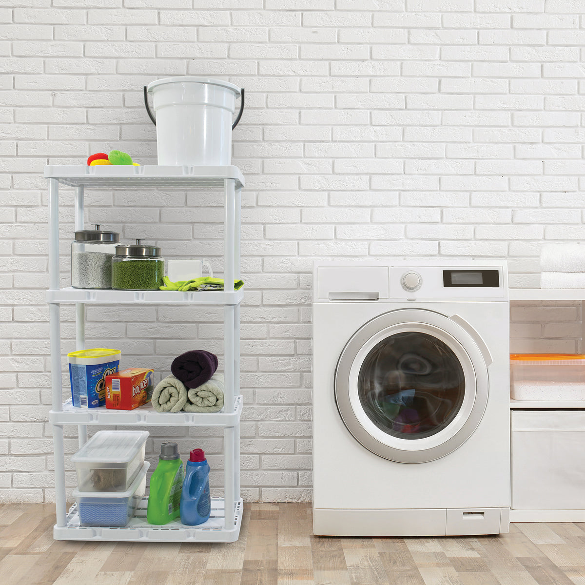 Gracious Living Resin 4 Shelf Storage Unit System for Garage, White (Open Box) - VMInnovations