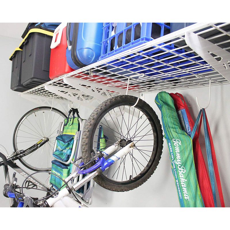 SafeRacks 24 x 48 Inch Garage Wall Shelf Two-Pack w/ Bike Tire Hooks (For Parts)