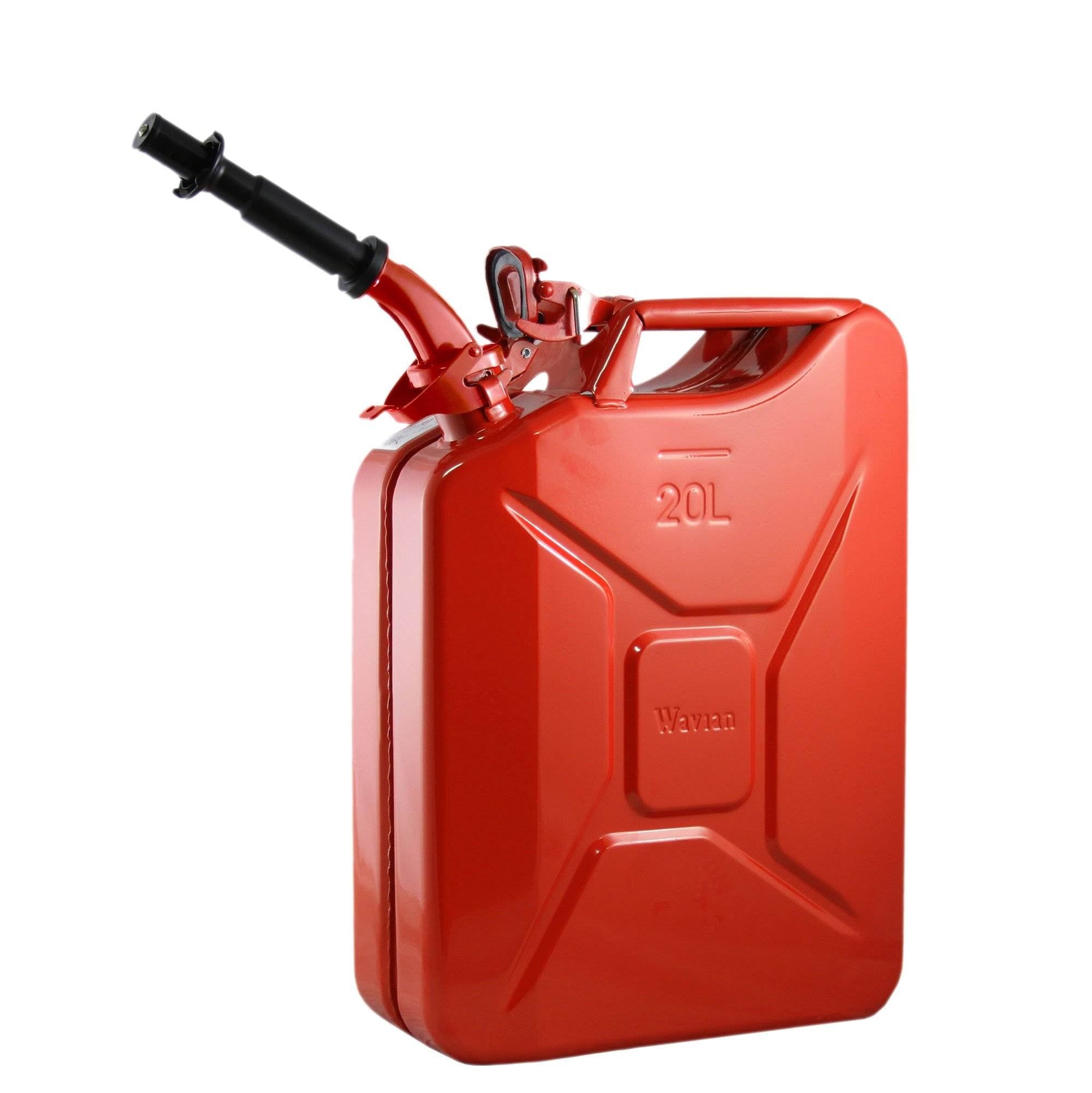 Wavian 5.3 Gal/20 L CARB Jerry Can and 1.3 Gal/5 L Steel Jerry Can, Red