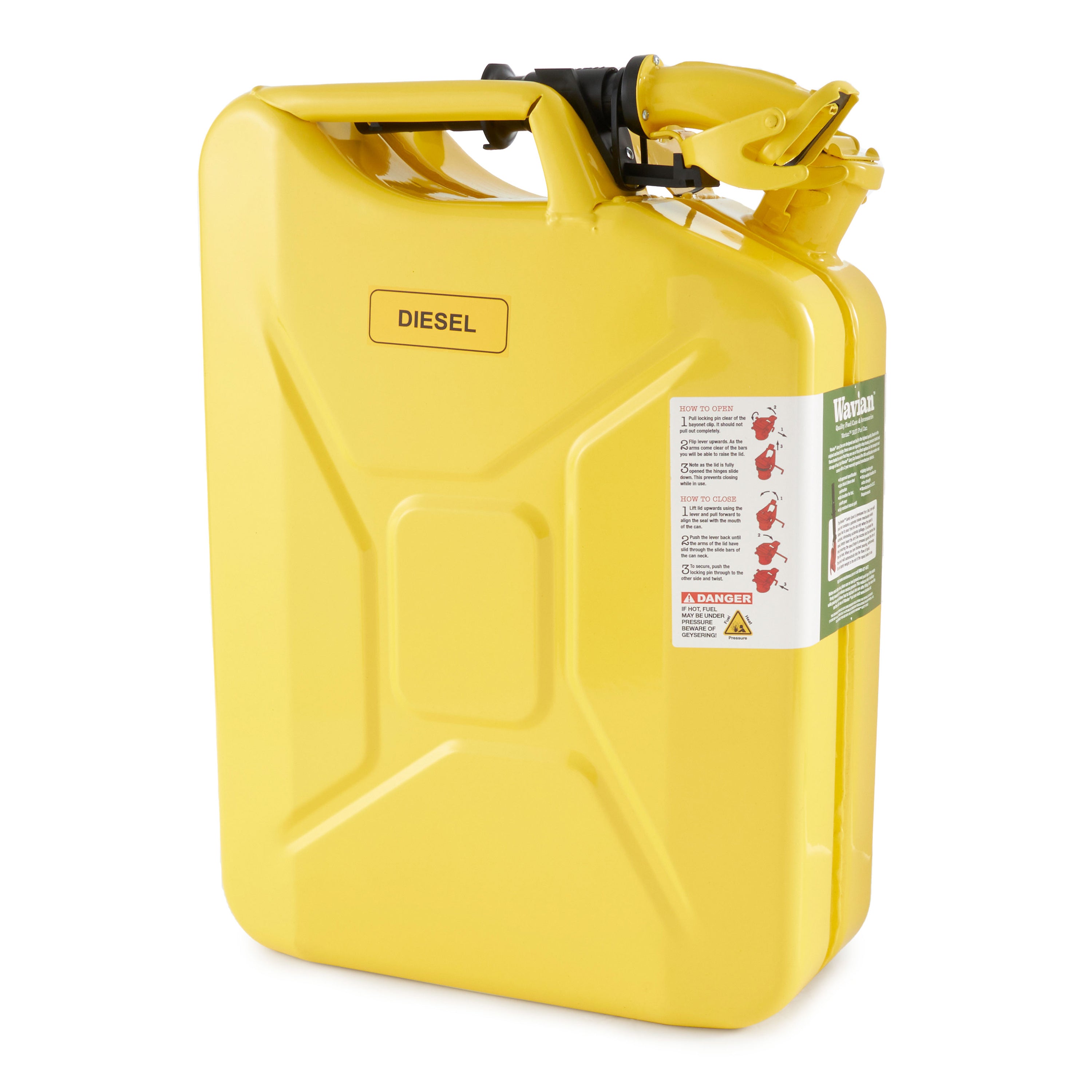 Wavian 3011 5.3 Gallon 20 Liter Authentic Jerry Can with Spout, Yellow