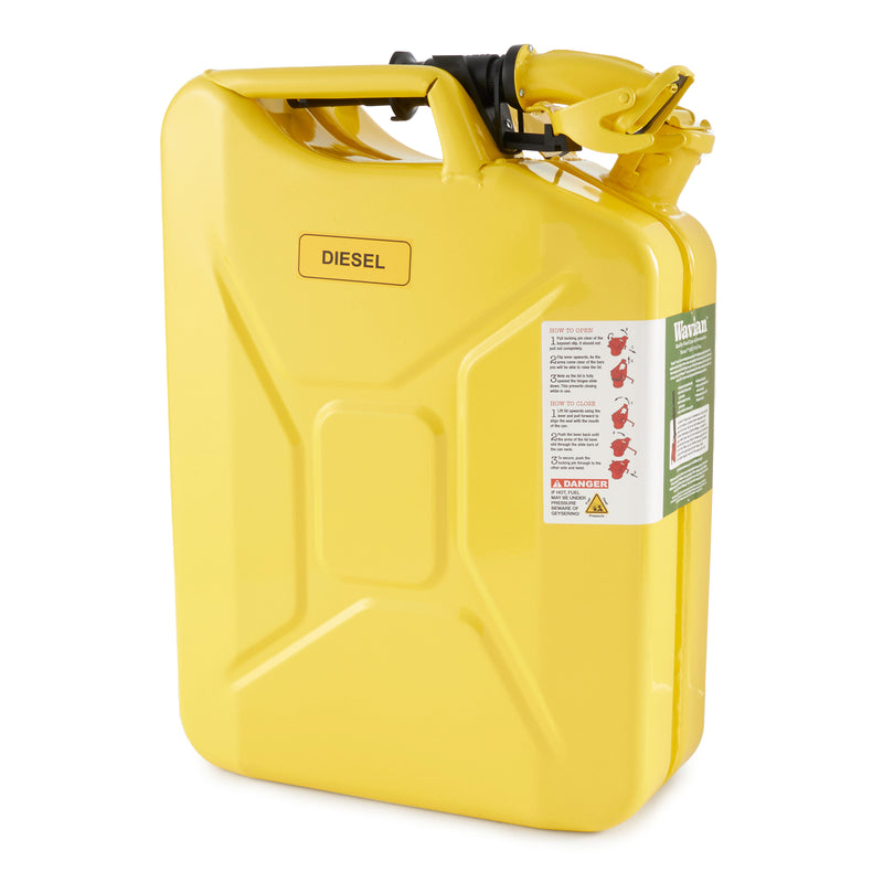 Wavian 5.3 Gallon 20 Liter Jerry Can w/Spout, Yellow & Red