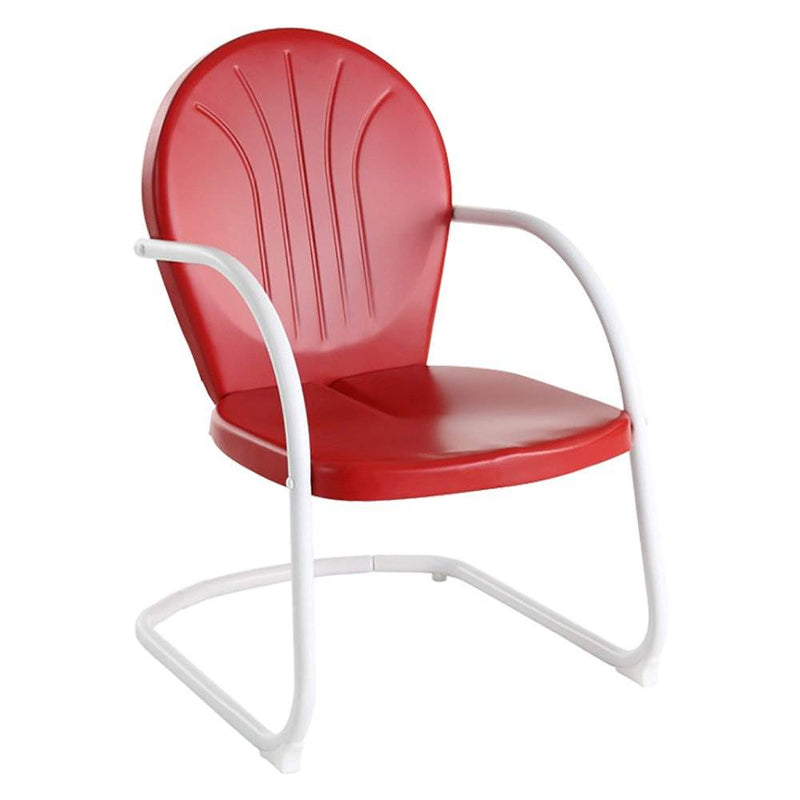 Crosley Furniture Griffith Vintage Outdoor Backyard Patio Chair, Red (Open Box)