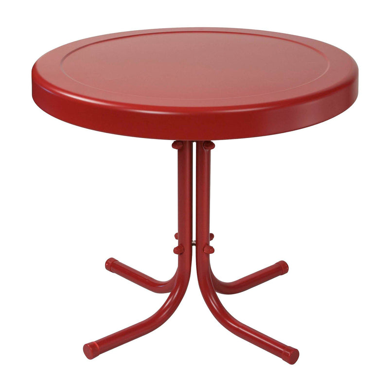 Crosley Furniture 19" x 22" Retro Metal Outdoor Backyard Patio Side Table, Red - VMInnovations