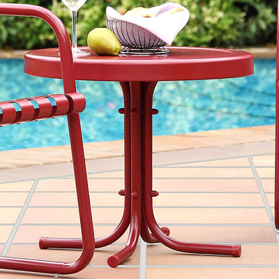 Crosley Furniture 19" x 22" Retro Metal Outdoor Backyard Patio Side Table, Red - VMInnovations