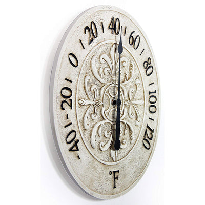 Infinity Instruments 15 In Le Blanc Fleur Faux Stone Wall Thermometer (Open Box)