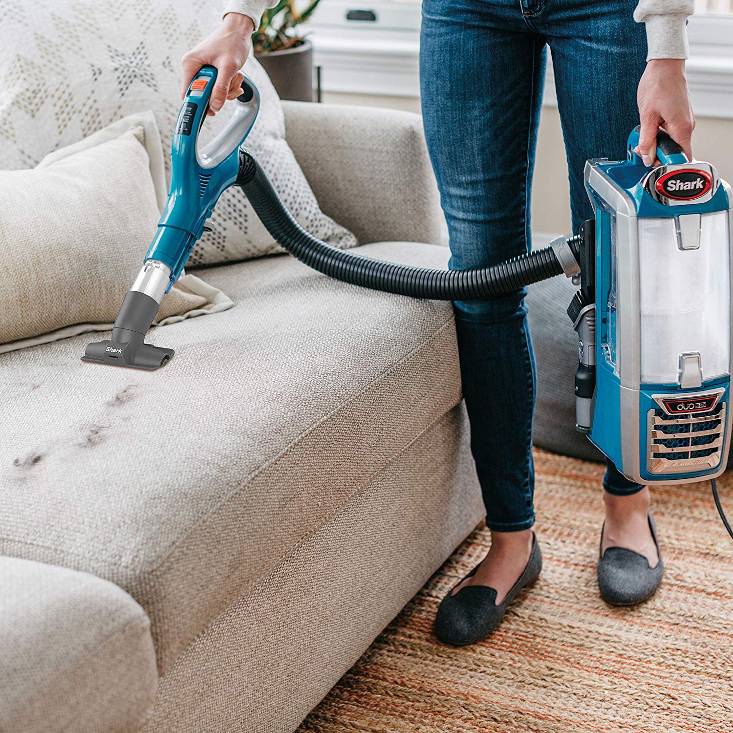 Shark DuoClean High Tech Powered Lift Away Speed Upright Vacuum Cleaner, Aqua