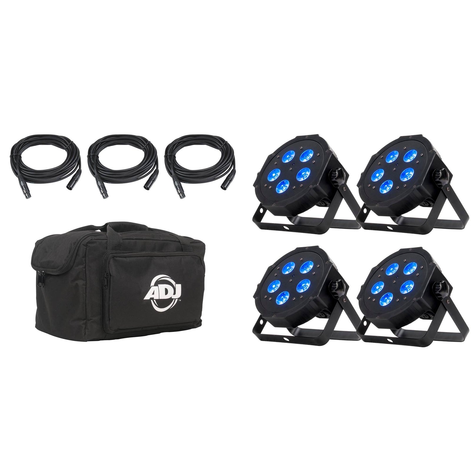 American DJ ADJ Mega Flat Hex Pak LED Par Lighting System w/ Bag and DMX Cables - VMInnovations