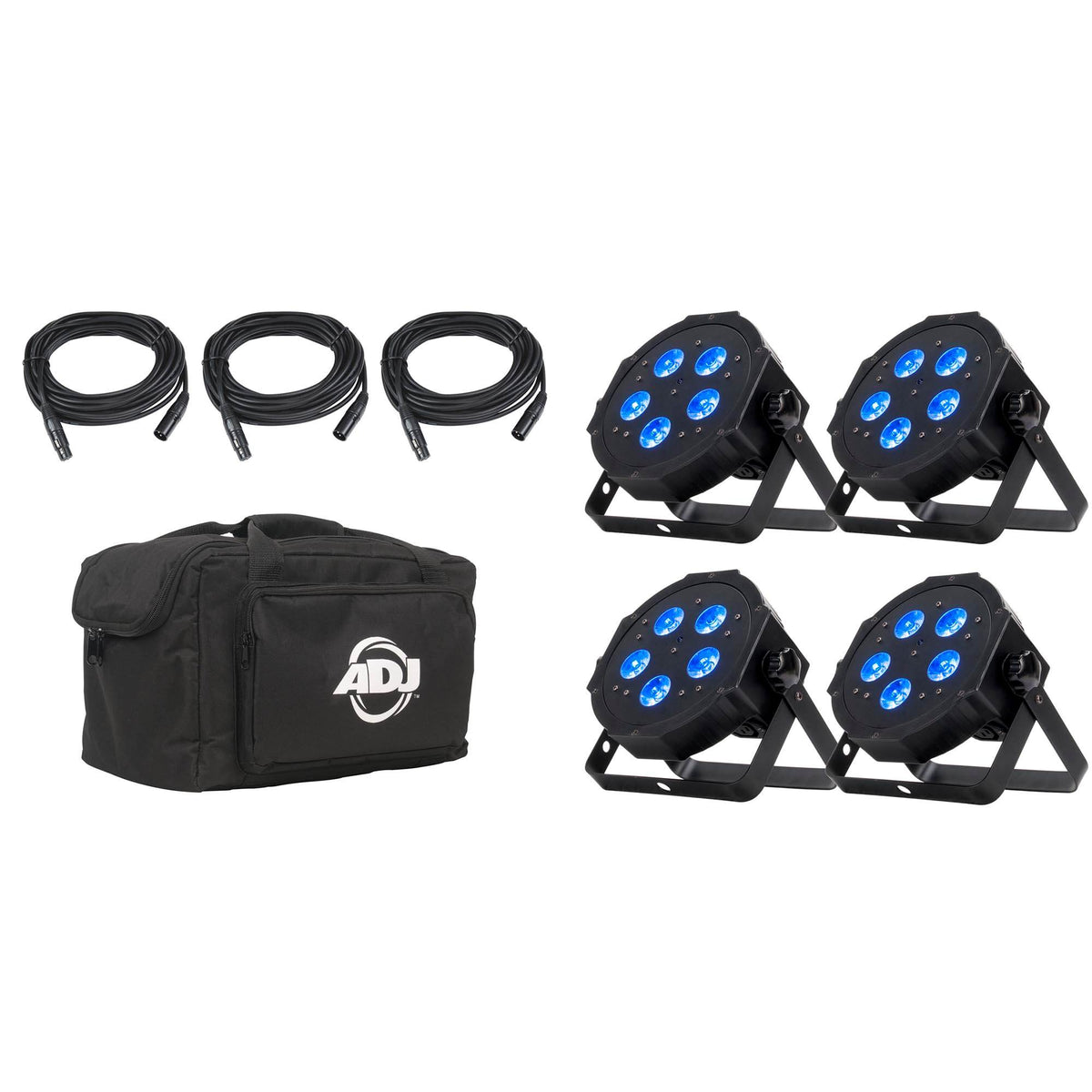 American DJ Mega Flat Hex Pak LED Lighting System w/ Bag & Cables (Refurbished)