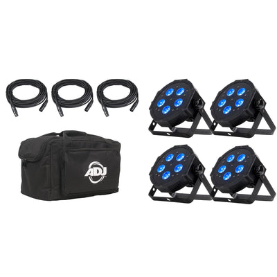 American DJ Mega Flat Hex Pak LED Lighting System w/ Bag & Cables (Refurbished)