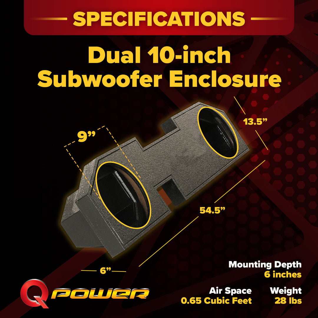 Q Power Dodge Ram Quad Cab '02-15 Dual 10" Sealed Subwoofer Enclosure (Open Box) - VMInnovations