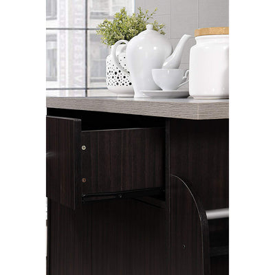 Hodedah Kitchen Island Cabinet Drawer Storage with Spice & Towel Rack (Open Box)