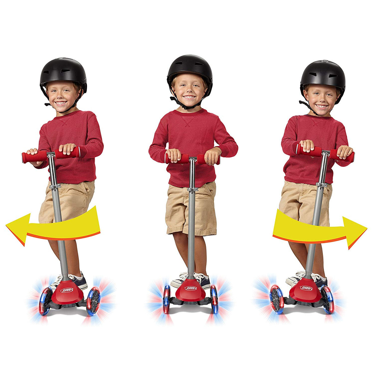 Radio Flyer Lean 'N Glide Kids 3-Wheel Scooter with Light Up Wheels, Red (Used)