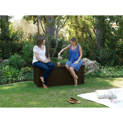 Keter Weatherproof Large 120 Gallon Pool Storage Deck Box, Brown (Open Box) - VMInnovations