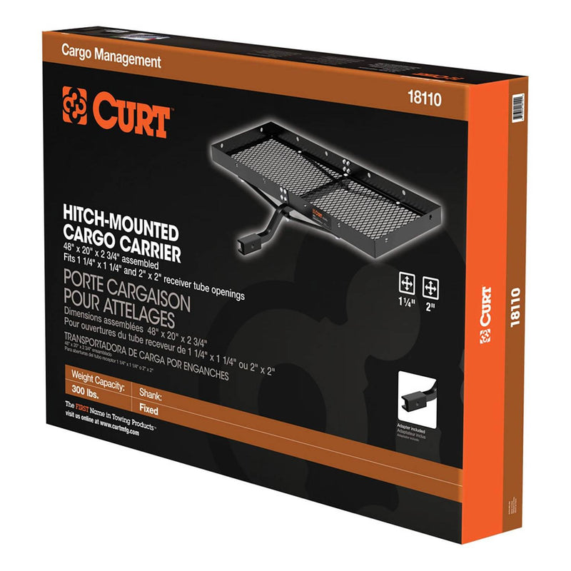 Curt Vehicle Rear Mounting Tray Style Cargo Carrier for up to 300 Lbs 18110
