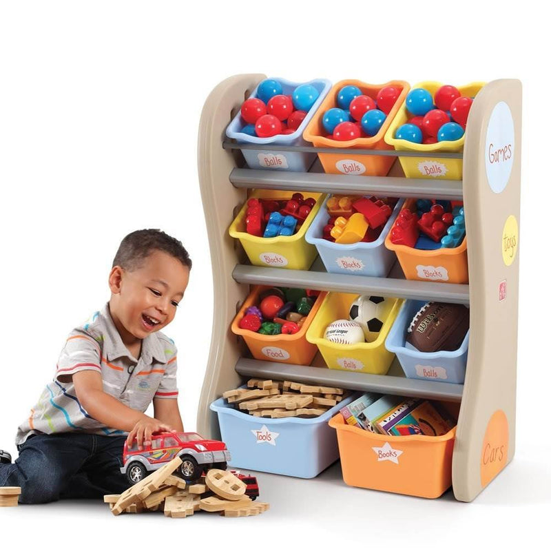 Step2 Kids Fun Time Plastic Playroom Organizer & Toy Storage Bin Unit, Tropical