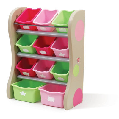 Step2 Kids Fun Time Plastic Playroom Organizer and Toy Storage Bin Unit, Pink