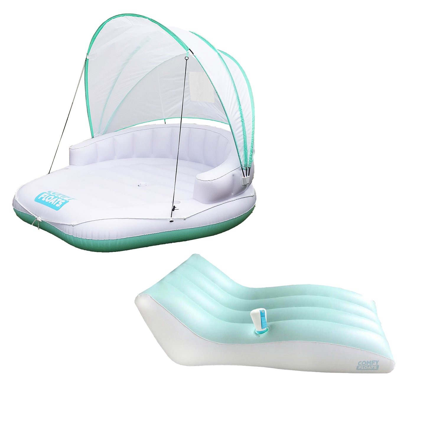 COMFY FLOATS Cool Misting Cabana and Chaise Lounger Inflatable Summertime Floats