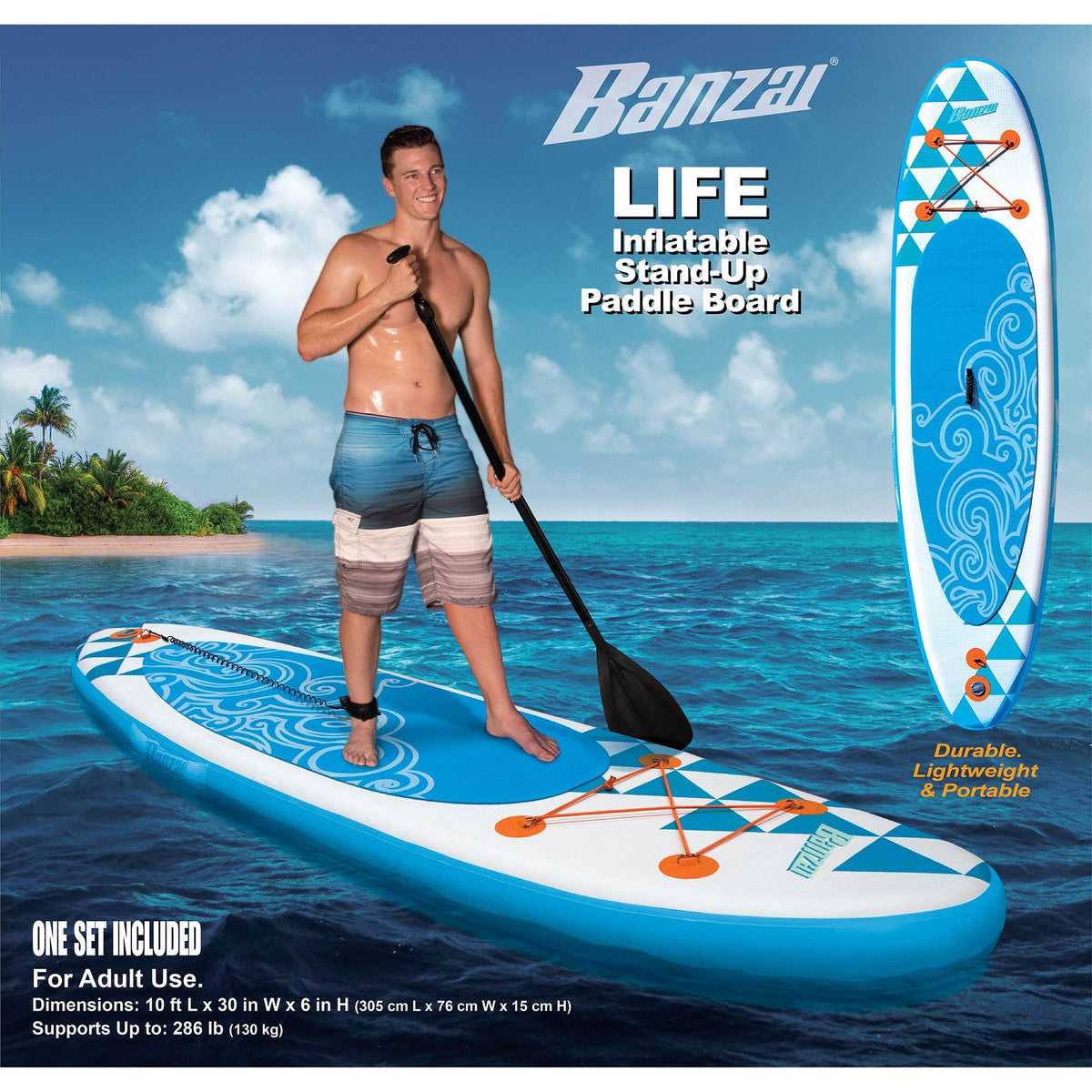 Banzai 10' Inflatable Stand Up Paddle Board w/ Paddle & Backpack (Open Box)