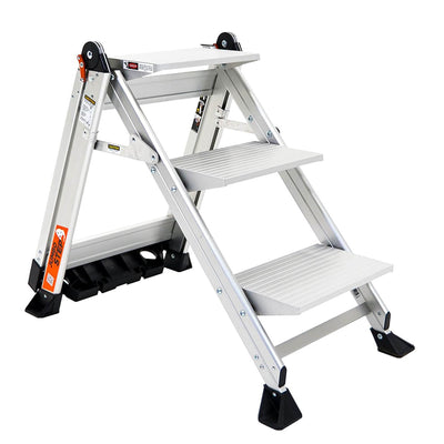 Little Giant Ladder Systems 375 Lb Capacity Aluminum Jumbo 3 Step Safety Ladder (Open Box)