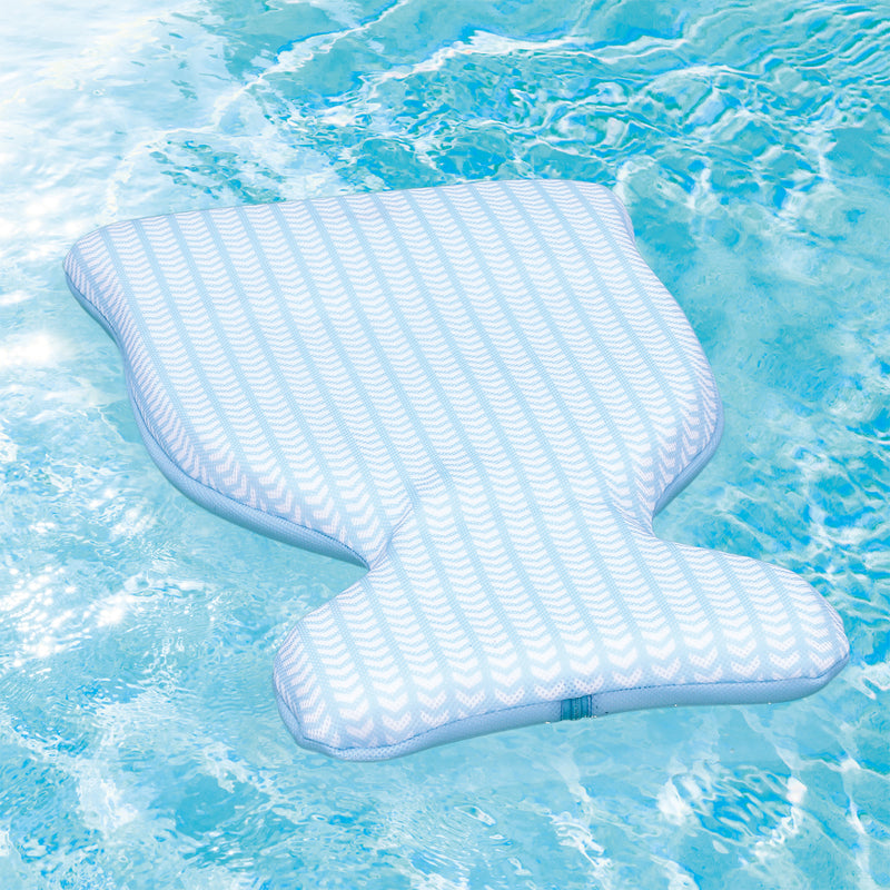 COMFY FLOATS Single Person Saddle Pool Float Lounger, Blue with Chevron Pattern