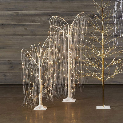 Noma Pre Lit LED Light Up Willow Tree Holiday Lawn Decoration, 2 Pack (Used)