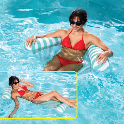 91613VM Inflatable Striped Hammock Pool Float, Teal (Used) - VMInnovations