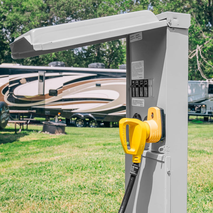 Camco 55225 Power Grip RV 125V Two Plug 15 Amp to Single 30 Amp Adapter (Used)